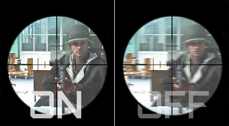 Difference between Aim Stabilizer on and off